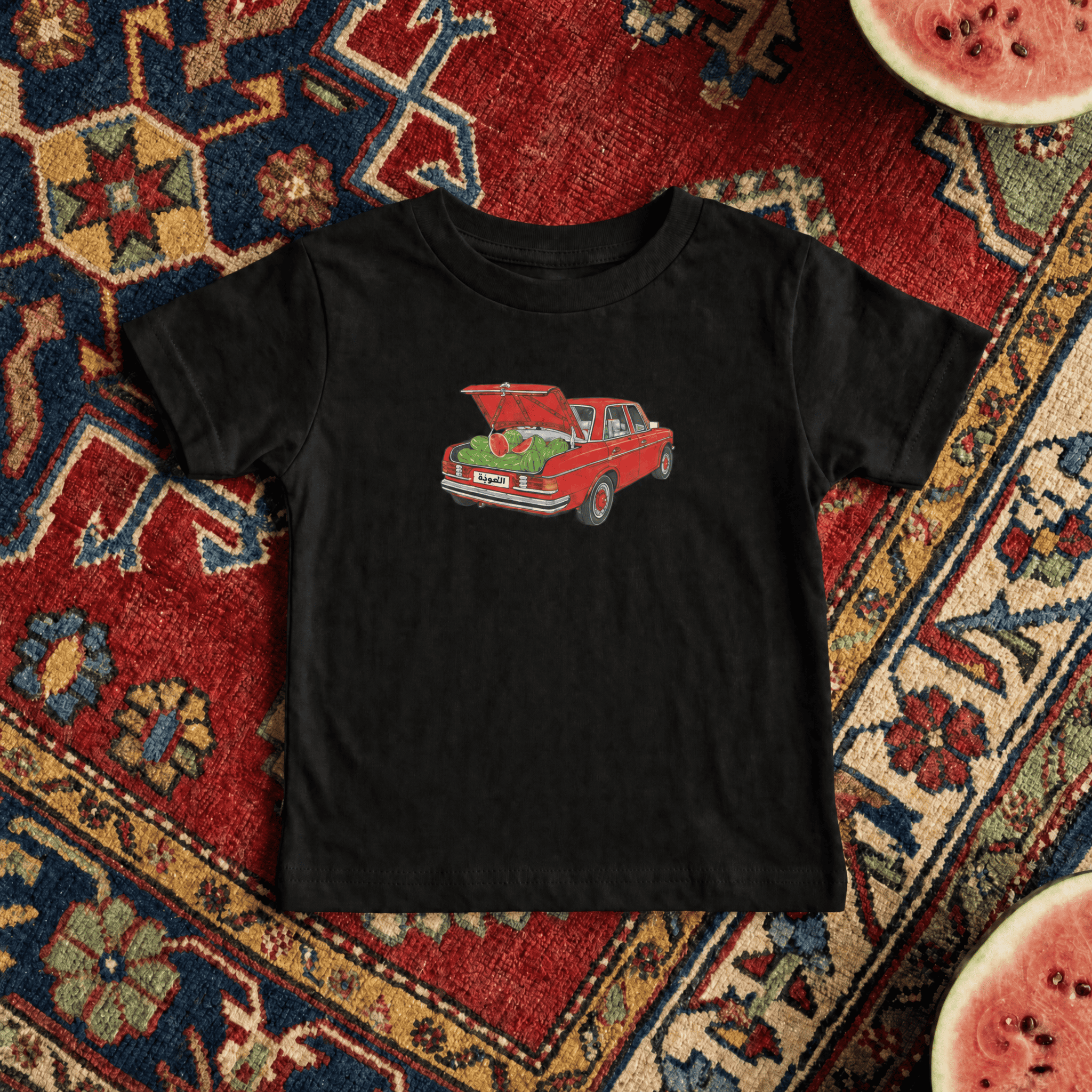Awda watermelon short sleeve baby tee, Palestinian heritage baby clothing by BOSA