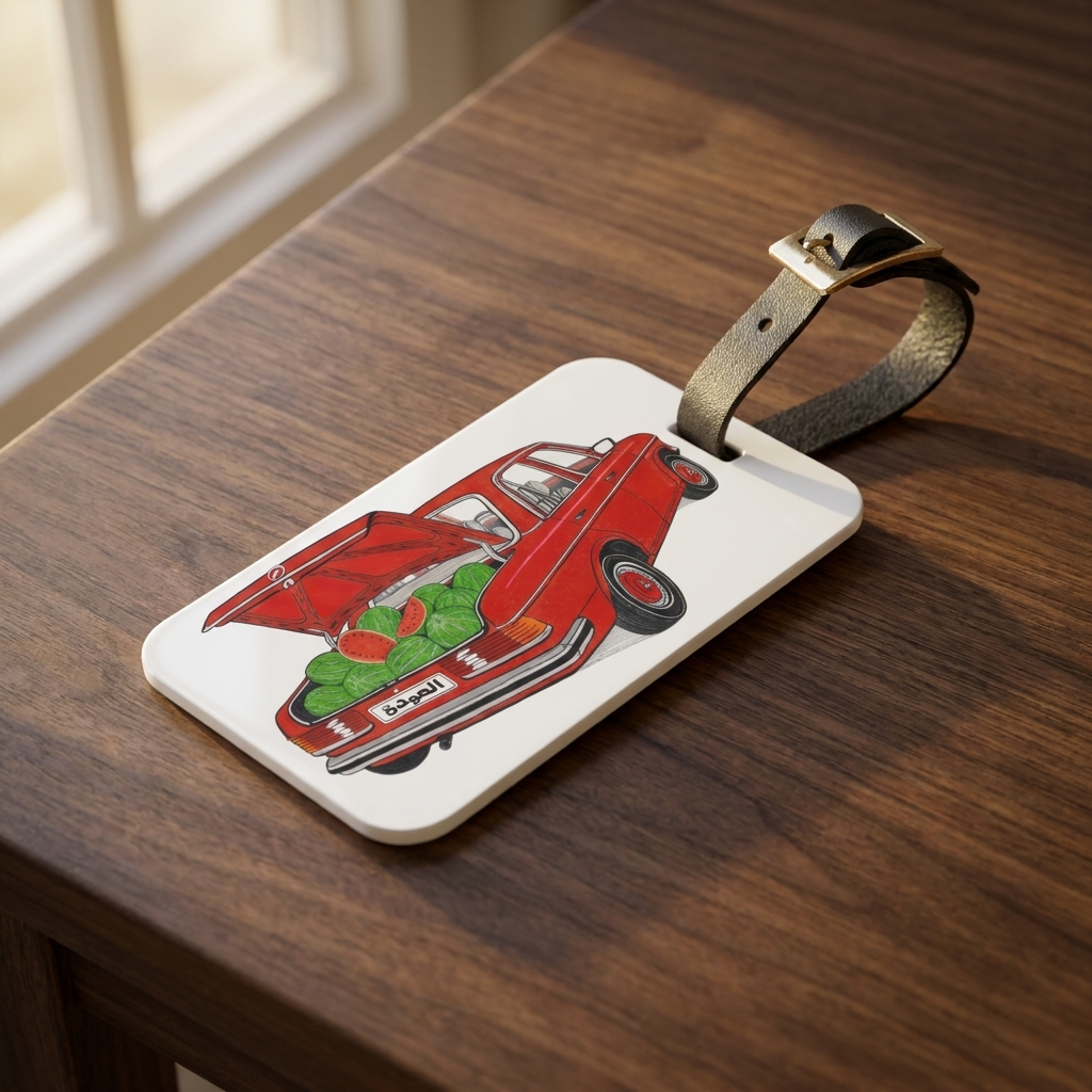 Awda watermelon luggage tag, Palestinian heritage travel accessory by BOSA