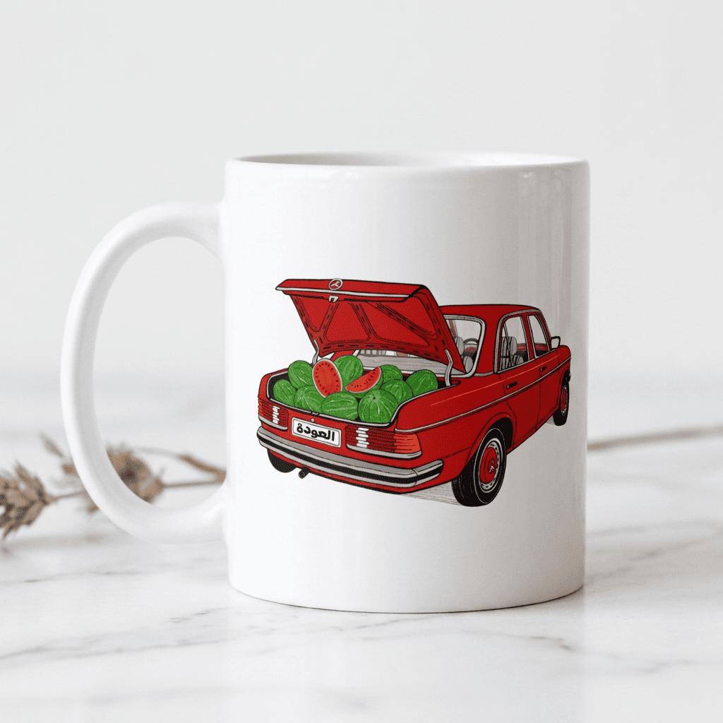 Awda watermelon ceramic mug, Palestinian heritage gift by BOSA
