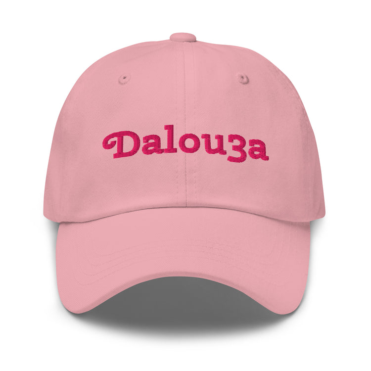 Dalou3a embroidered dad hat in pink, front view, Arabic slogan cap by BOSA