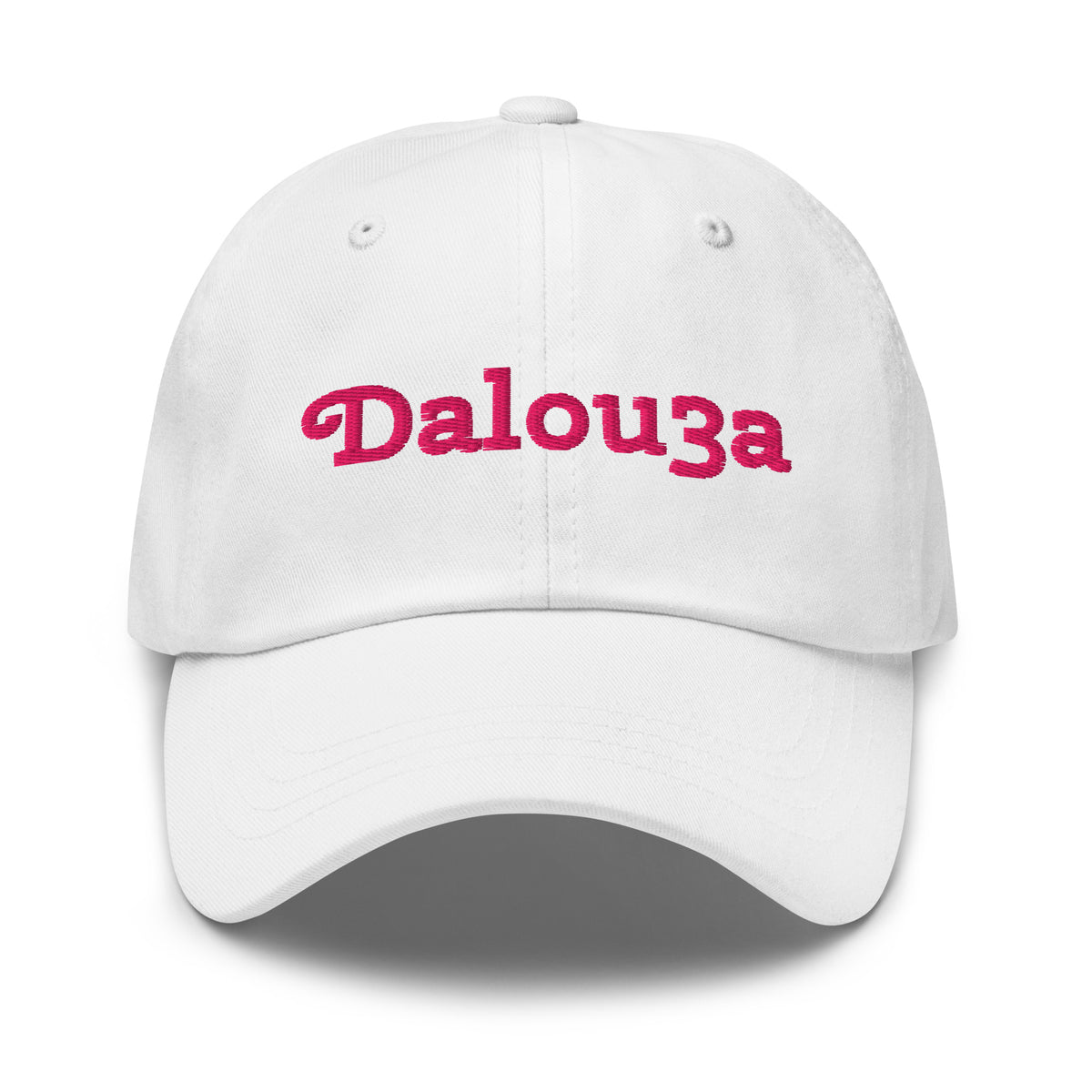 Dalou3a embroidered dad hat in white, front view, Arabic slogan cap by BOSA