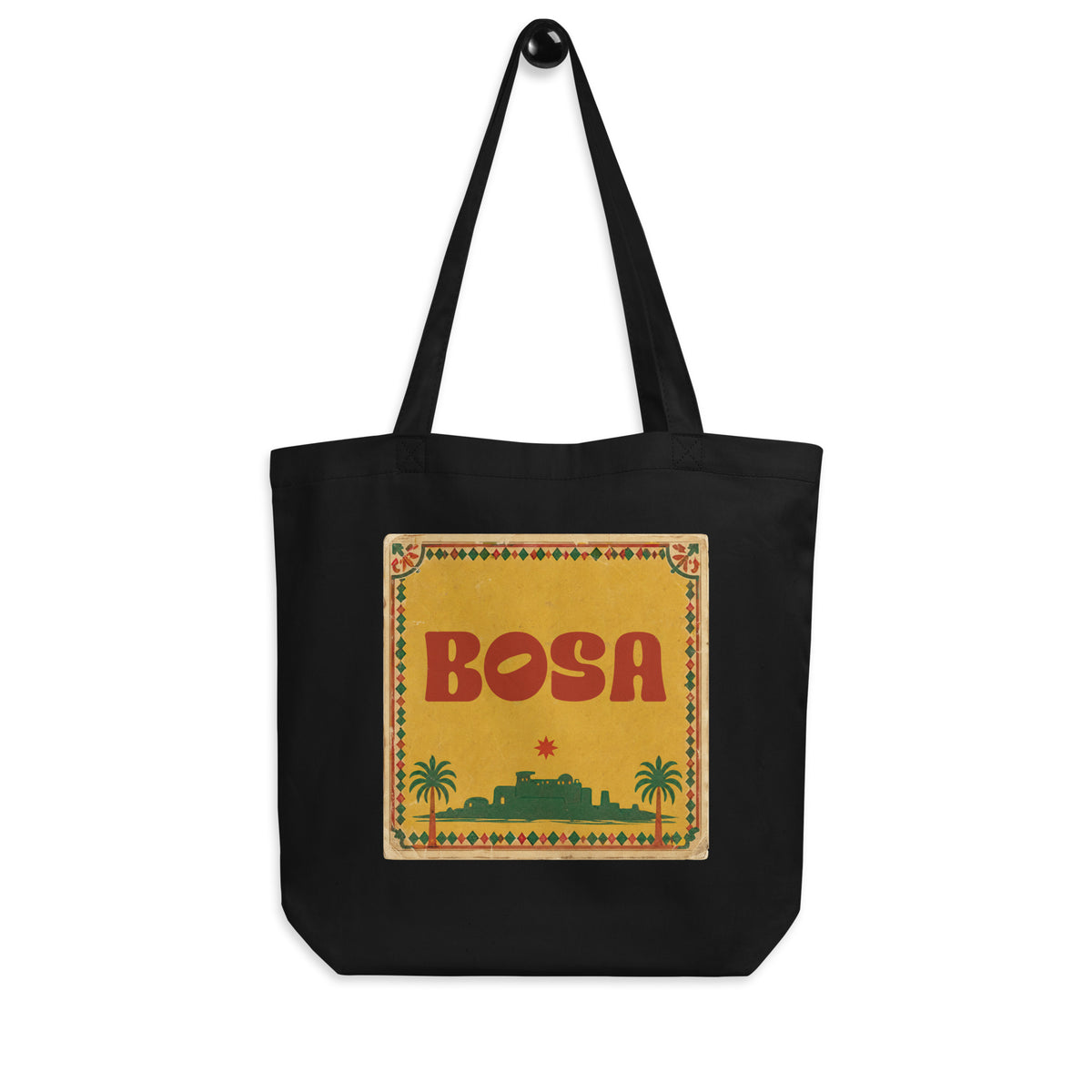 BOSA eco tote bag in black, front view, Arabic design accessory by BOSA