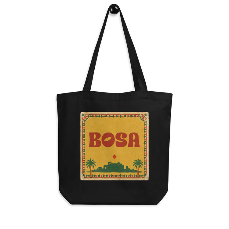BOSA eco tote bag in black, front view, Arabic design accessory by BOSA