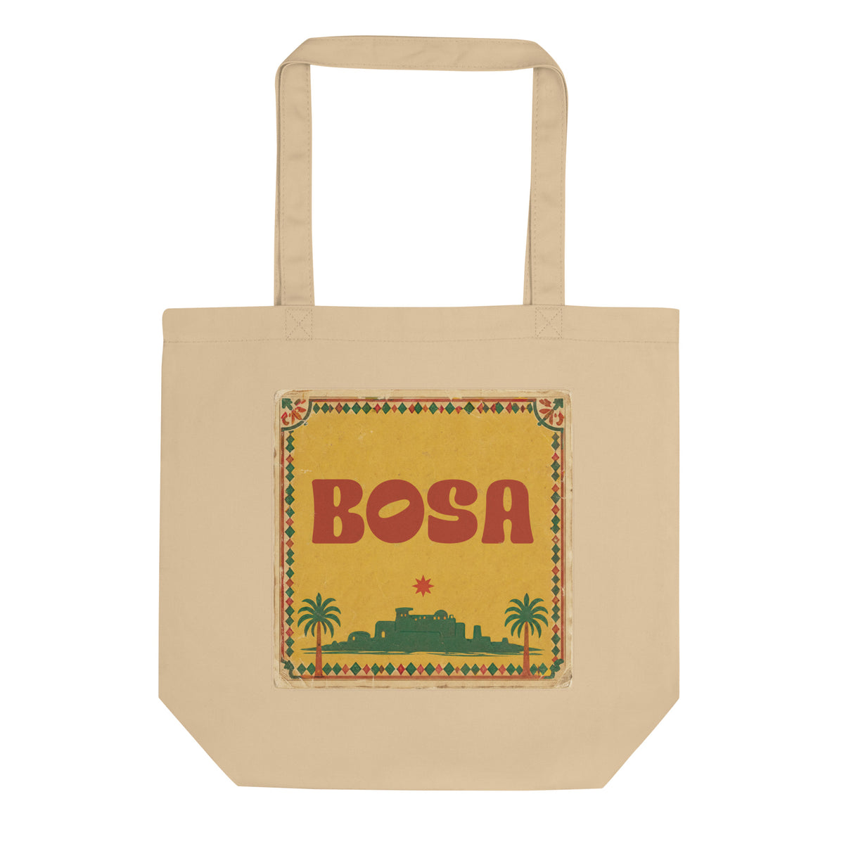 BOSA eco tote bag in oyster, styled view, Arabic design accessory by BOSA