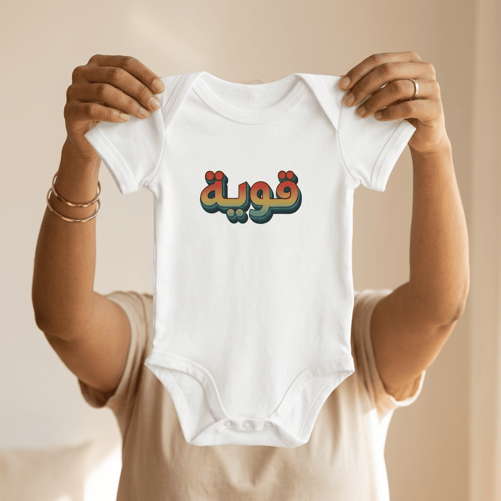 Qawiyah Arabic Organic Cotton Baby Bodysuit