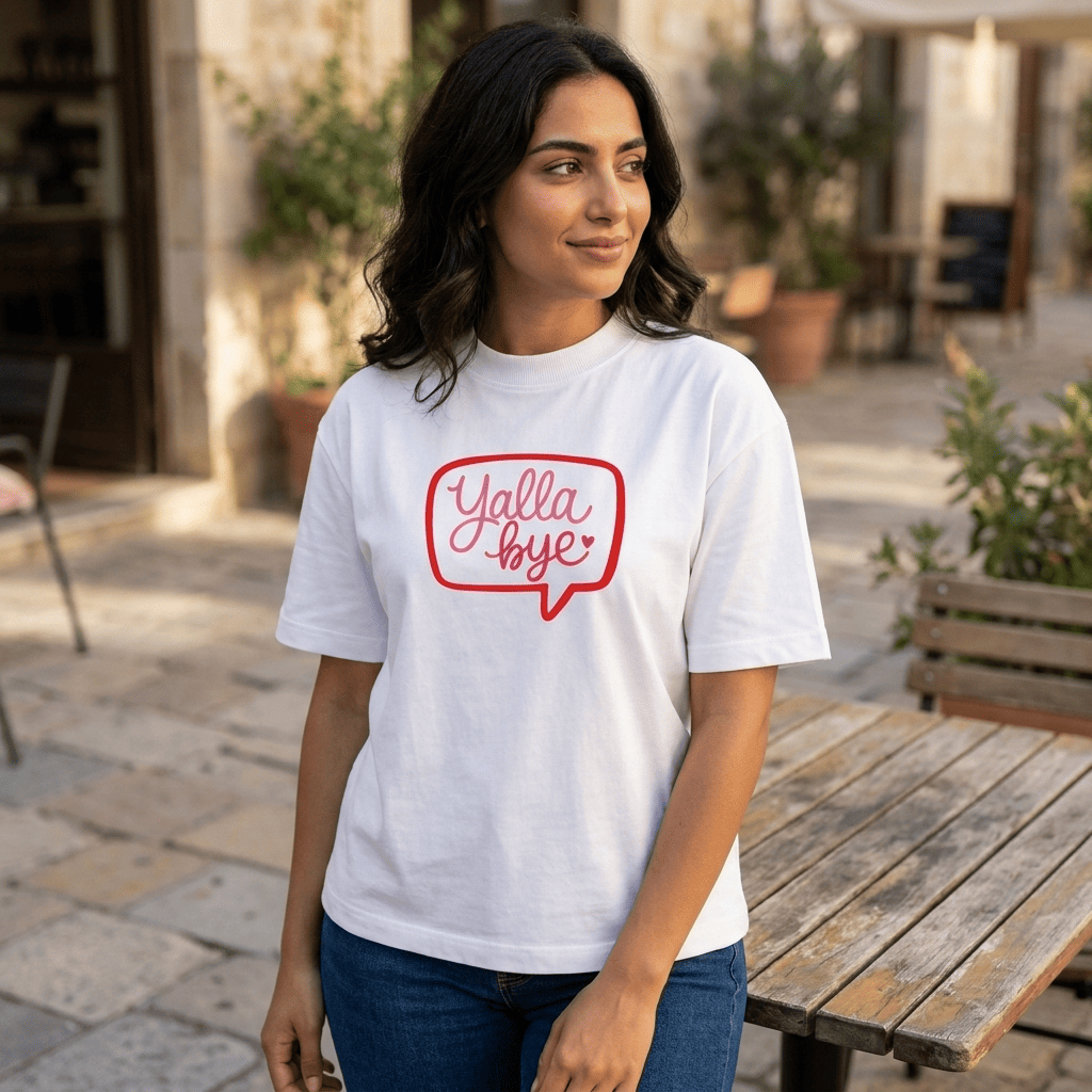 Yalla Bye Women’s Organic Ribbed Neck T-Shirt