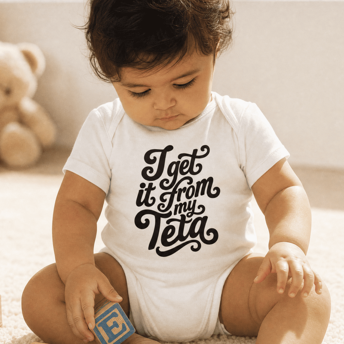 I Get It From My Teta organic cotton baby bodysuit, Arab grandmother gift by BOSA