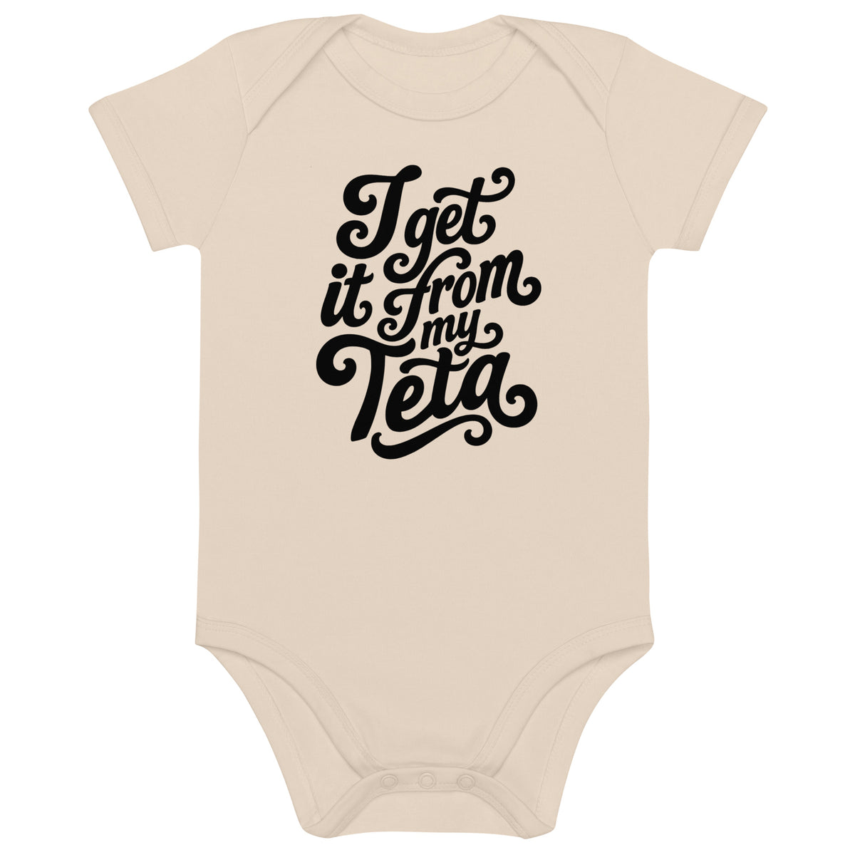 I Get It From My Teta organic cotton baby bodysuit in natural, Arab grandmother gift by BOSA
