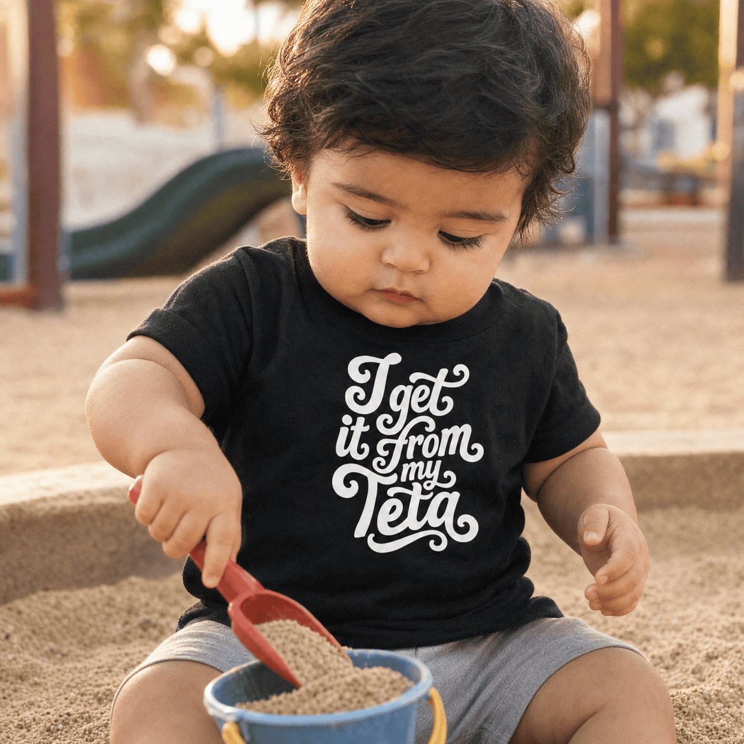 I Get It From My Teta short sleeve baby tee, Arab grandmother gift by BOSA