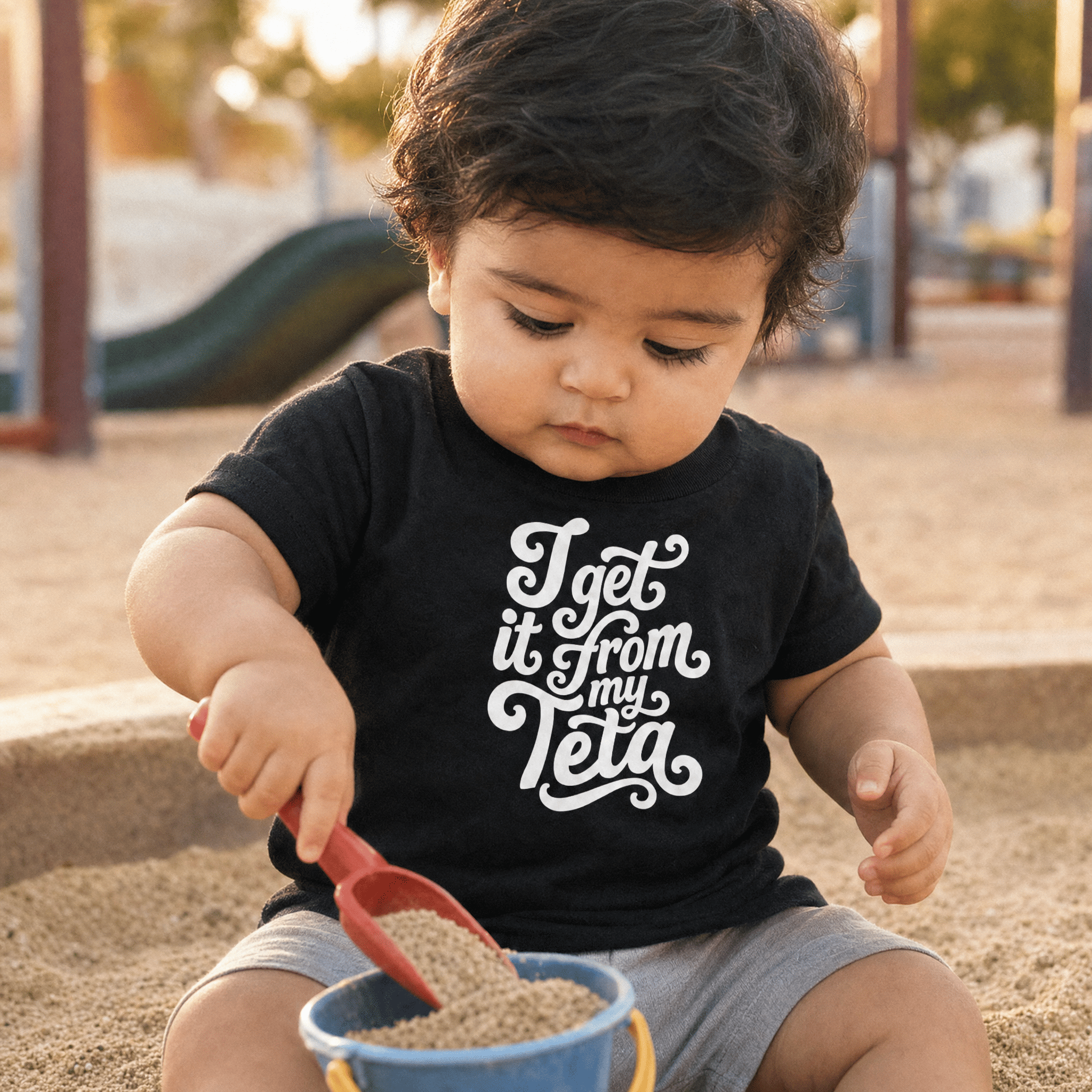 I Get It From My Teta short sleeve baby tee, Arab grandmother gift by BOSA
