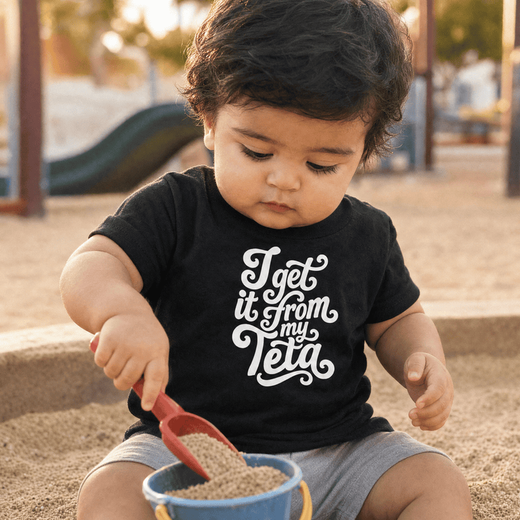 I Get It From My Teta short sleeve baby tee, Arab grandmother gift by BOSA