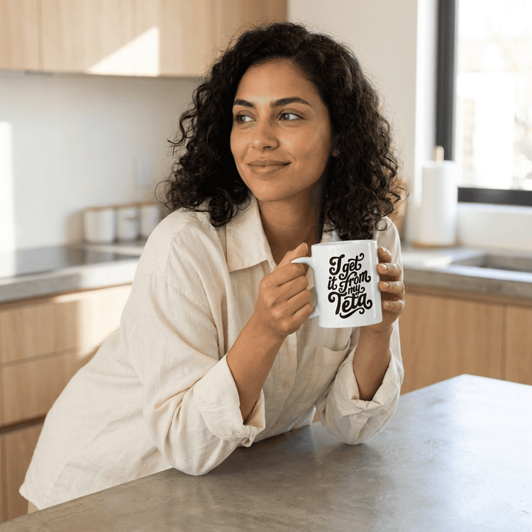 I Get It From My Teta ceramic mug, Arabic grandmother slogan gift by BOSA