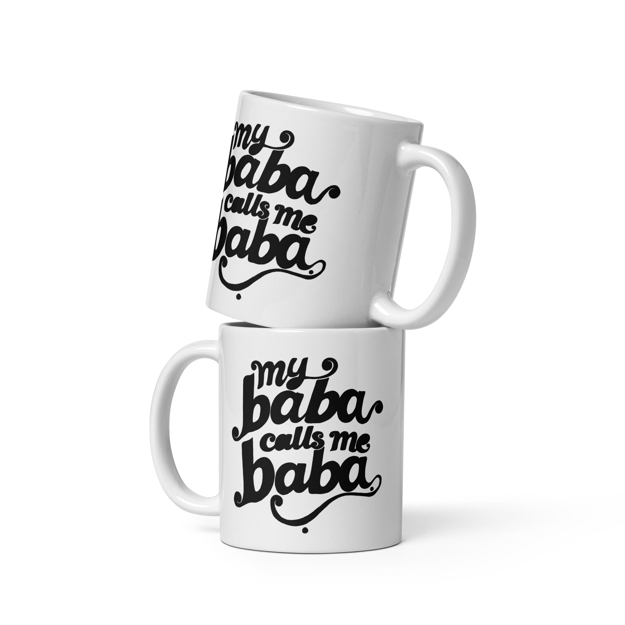 My Baba Calls Me Baba white glossy mug, 11 oz, Arab dad gift by BOSA