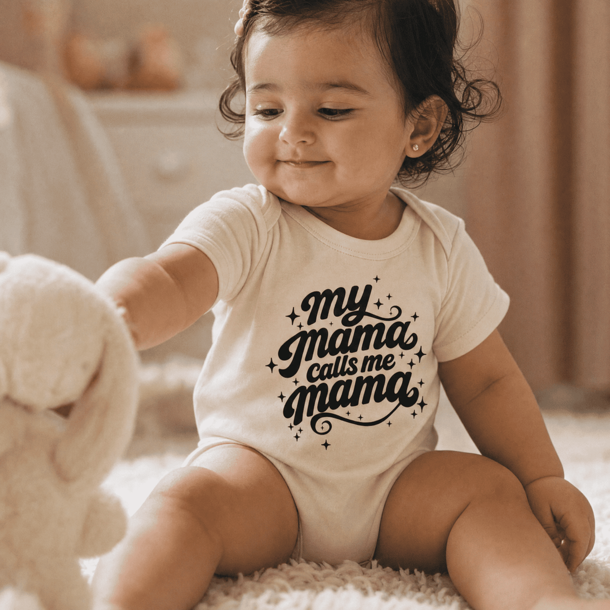 My Mama Calls Me Mama organic cotton baby bodysuit, Arab family gift by BOSA