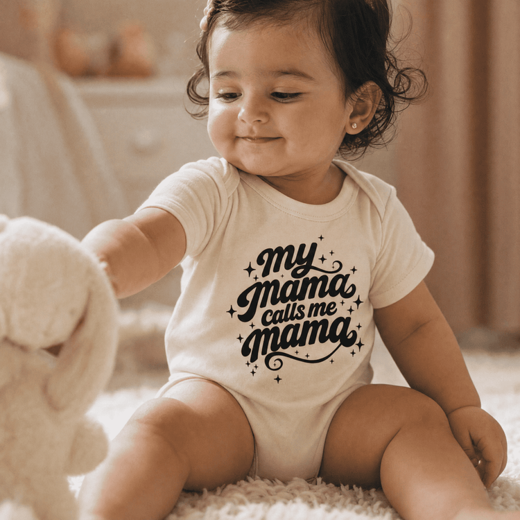 My Mama Calls Me Mama organic cotton baby bodysuit, Arab family gift by BOSA