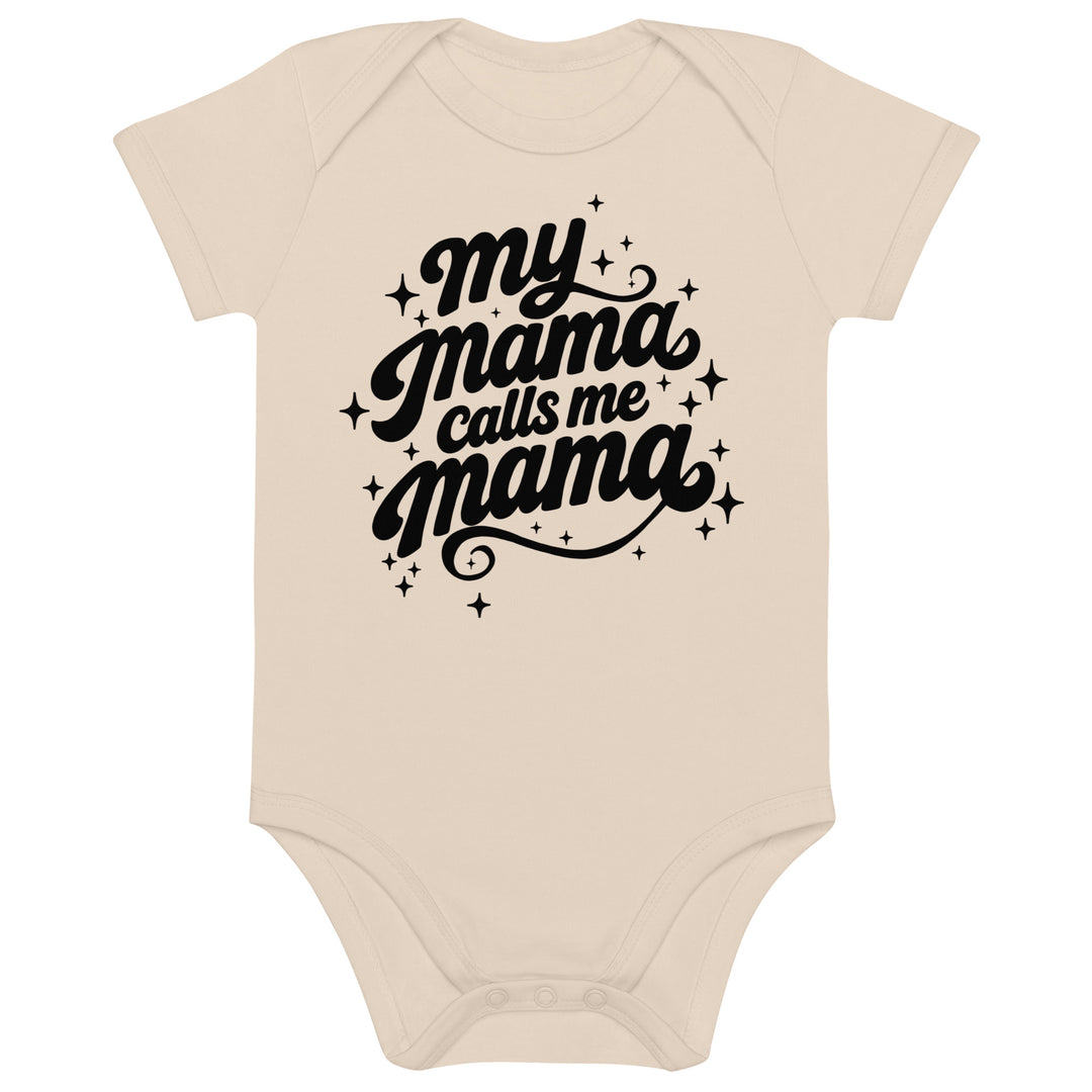 My Mama Calls Me Mama organic cotton baby bodysuit in natural, Arab family gift by BOSA