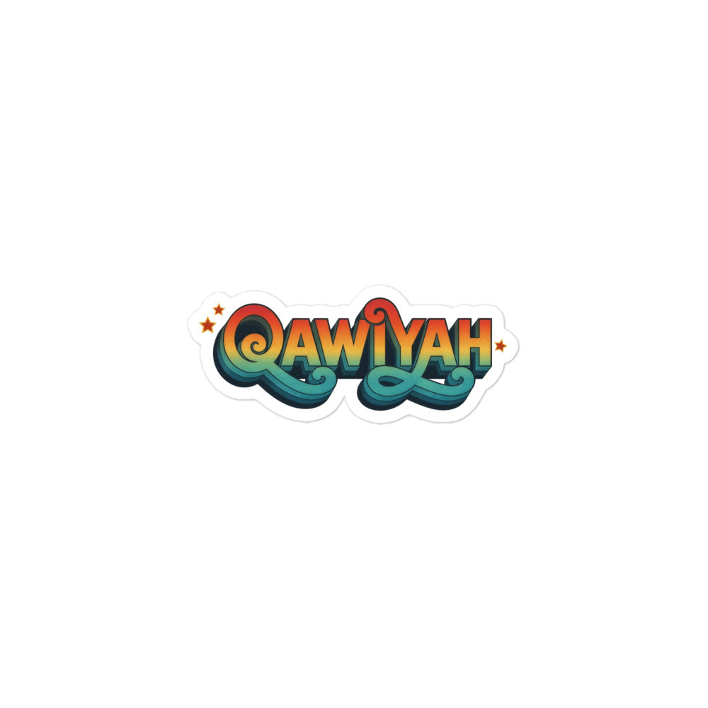 Qawiyah bubble-free sticker, 3x3 inch, Arabic strong woman slogan design by BOSA
