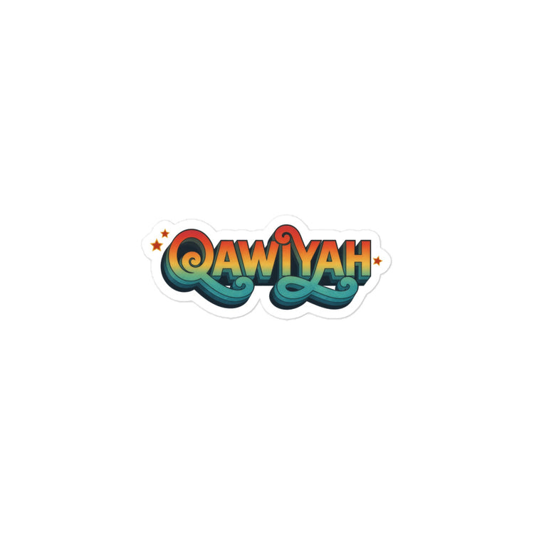 Qawiyah bubble-free sticker, 3x3 inch, Arabic strong woman slogan design by BOSA