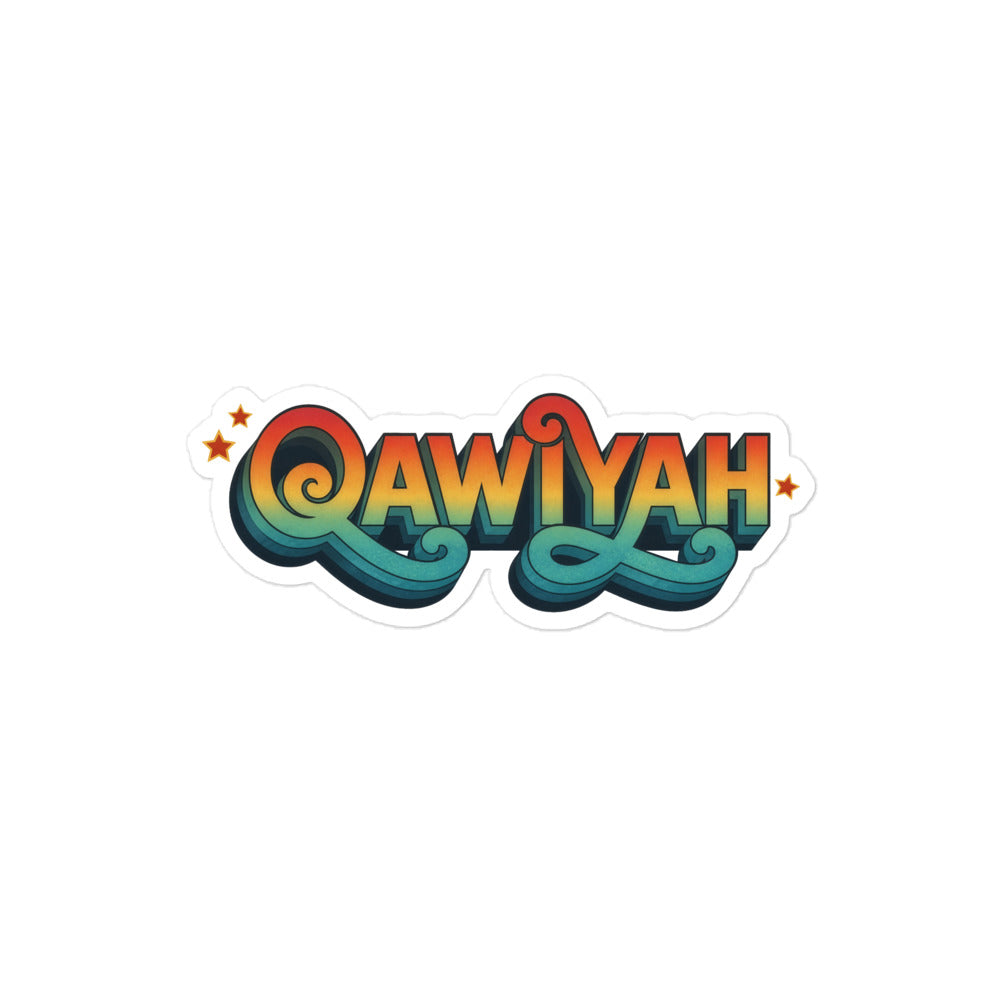 Qawiyah bubble-free sticker, 4x4 inch, Arabic strong woman slogan design by BOSA