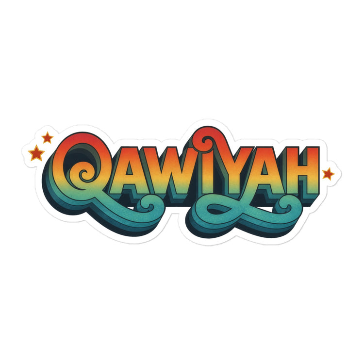 Qawiyah bubble-free sticker, 5.5x5.5 inch, Arabic strong woman slogan design by BOSA