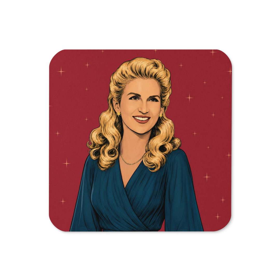 Sabah cork-back coaster, Arab music legend illustration by BOSA