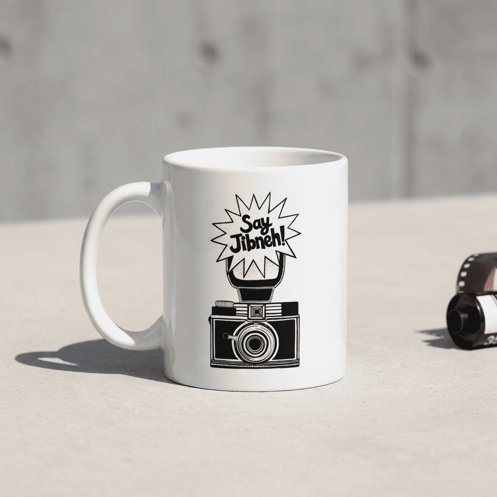 Say Jibneh ceramic mug, Arab food humor gift by BOSA