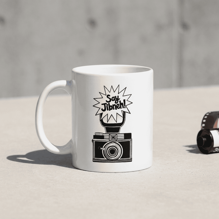 Say Jibneh ceramic mug, Arab food humor gift by BOSA
