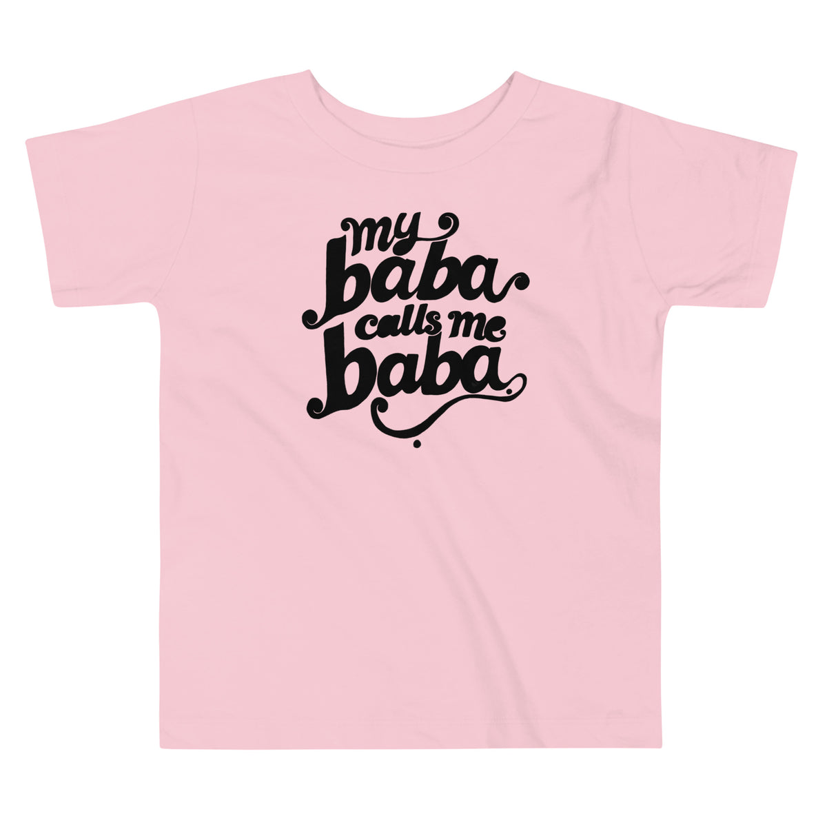 My Baba Calls Me Baba toddler short sleeve tee in pink, front view, Arab family toddler clothing by BOSA