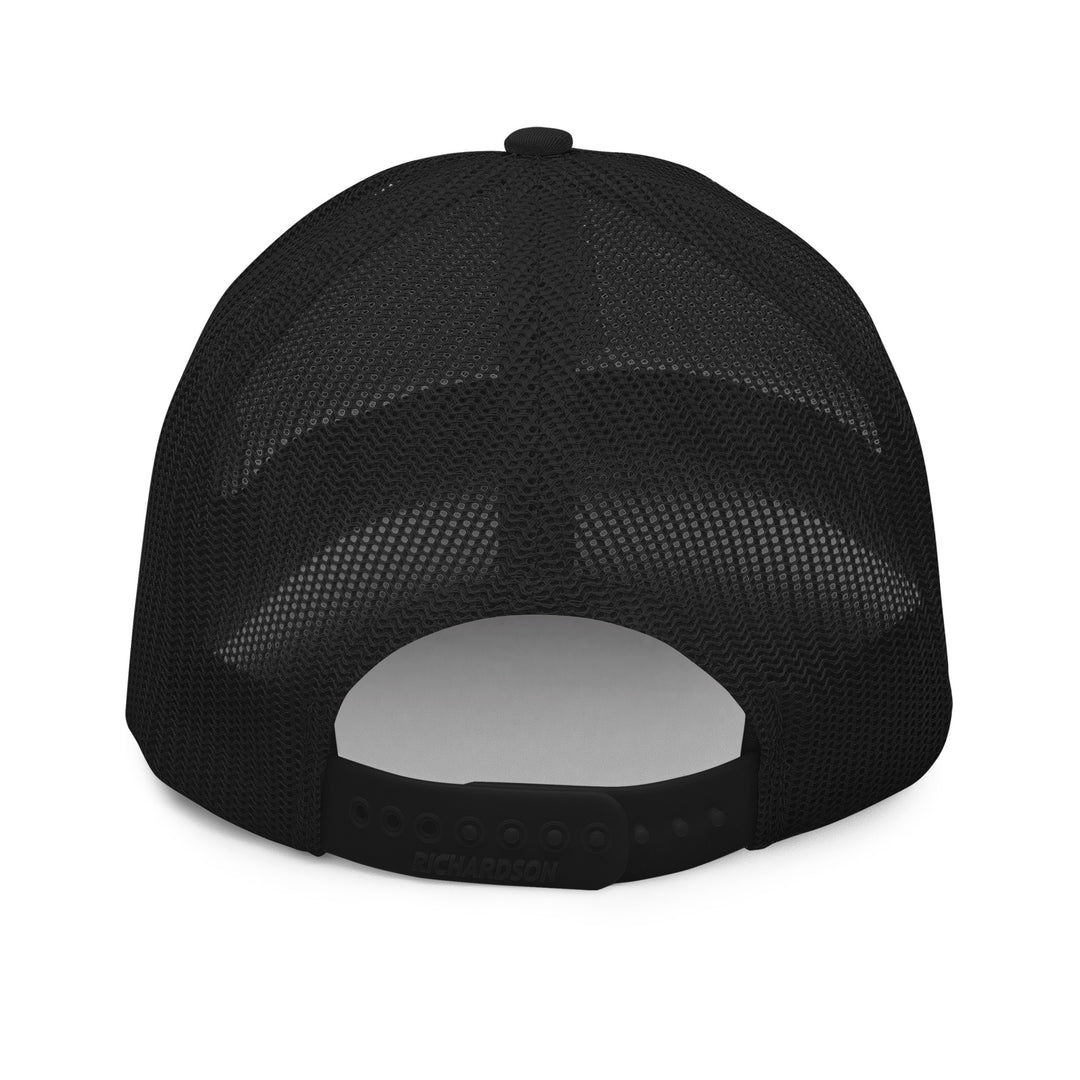Toz snapback trucker cap in black, back view, Arabic slogan cap by BOSA